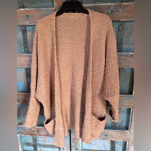Open front, chunky, popcorn texture sweater